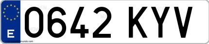 Ejemplo de matrícula española 0642 KYV
