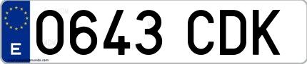 Ejemplo de matrícula española 0643 CDK