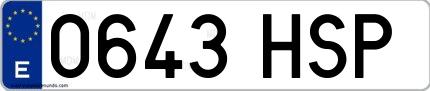 Ejemplo de matrícula española 0643 HSP