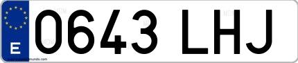 Ejemplo de matrícula española 0643 LHJ