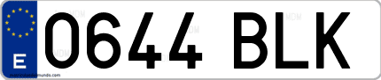 Ejemplo de matrícula de coche ordinaria 0644 BLK