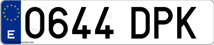 Ejemplo de matrícula de coche ordinaria 0644 DPK