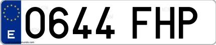 Ejemplo de matrícula española 0644 FHP
