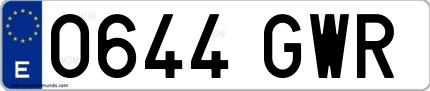Ejemplo de matrícula española 0644 GWR