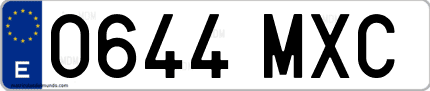 Ejemplo de matrícula de coche ordinaria 0644 MXC