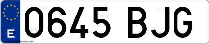 Ejemplo de matrícula de coche ordinaria 0645 BJG