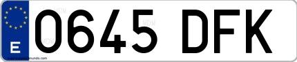 Ejemplo de matrícula española 0645 DFK