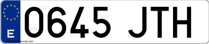 Ejemplo de matrícula española 0645 JTH