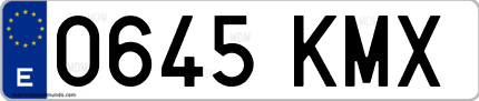 Ejemplo de matrícula de coche ordinaria 0645 KMX