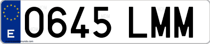 Ejemplo de matrícula de coche ordinaria 0645 LMM