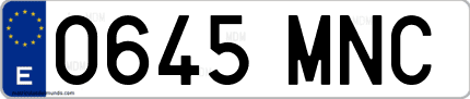 Ejemplo de matrícula de coche ordinaria 0645 MNC
