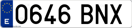 Ejemplo de matrícula de coche ordinaria 0646 BNX
