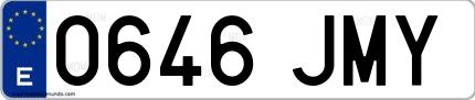 Ejemplo de matrícula española 0646 JMY