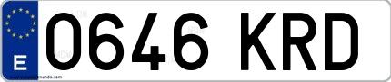 Ejemplo de matrícula española 0646 KRD