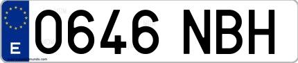 Ejemplo de matrícula española 0646 NBH