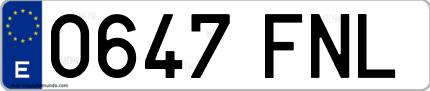 Ejemplo de matrícula de coche ordinaria 0647 FNL
