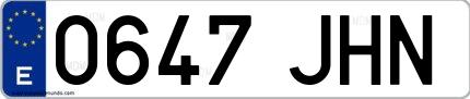 Ejemplo de matrícula española 0647 JHN