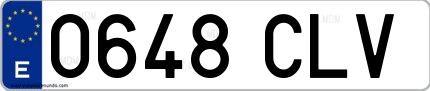 Ejemplo de matrícula española 0648 CLV