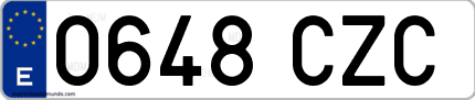 Ejemplo de matrícula de coche ordinaria 0648 CZC
