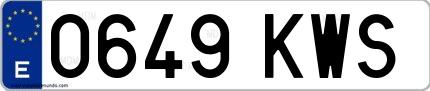 Ejemplo de matrícula española 0649 KWS
