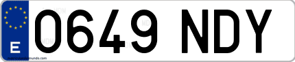 Ejemplo de matrícula de coche ordinaria 0649 NDY