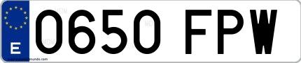 Ejemplo de matrícula española 0650 FPW