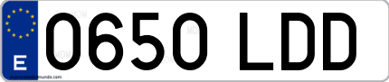 Ejemplo de matrícula de coche ordinaria 0650 LDD