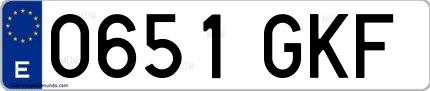 Ejemplo de matrícula española 0651 GKF