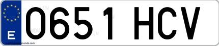 Ejemplo de matrícula española 0651 HCV