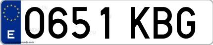 Ejemplo de matrícula española 0651 KBG