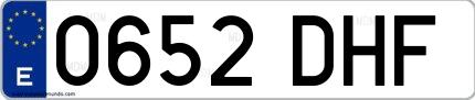 Ejemplo de matrícula española 0652 DHF