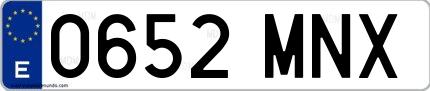 Ejemplo de matrícula española 0652 MNX
