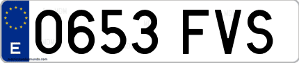 Ejemplo de matrícula de coche ordinaria 0653 FVS