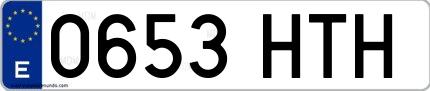 Ejemplo de matrícula española 0653 HTH