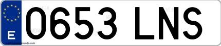 Ejemplo de matrícula española 0653 LNS