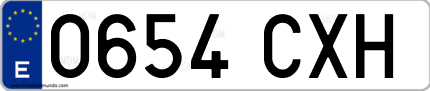 Ejemplo de matrícula de coche ordinaria 0654 CXH