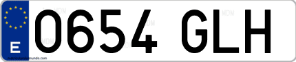 Ejemplo de matrícula de coche ordinaria 0654 GLH