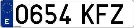 Ejemplo de matrícula española 0654 KFZ