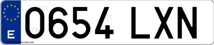 Ejemplo de matrícula española 0654 LXN