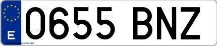 Ejemplo de matrícula española 0655 BNZ