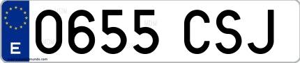 Ejemplo de matrícula española 0655 CSJ