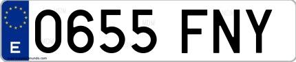 Ejemplo de matrícula española 0655 FNY