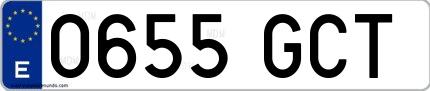 Ejemplo de matrícula española 0655 GCT