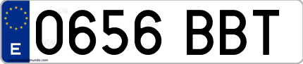 Ejemplo de matrícula de coche ordinaria 0656 BBT