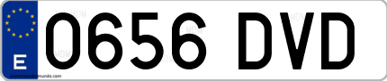 Ejemplo de matrícula de coche ordinaria 0656 DVD