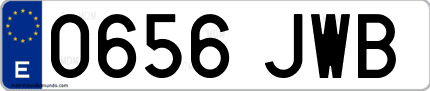 Ejemplo de matrícula de coche ordinaria 0656 JWB