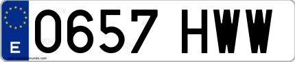 Ejemplo de matrícula española 0657 HWW