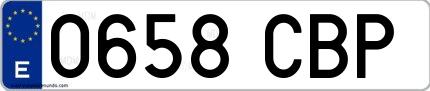 Ejemplo de matrícula española 0658 CBP