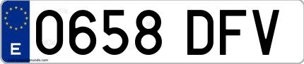 Ejemplo de matrícula española 0658 DFV