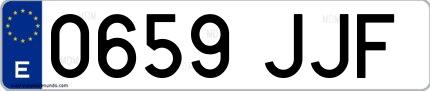 Ejemplo de matrícula española 0659 JJF